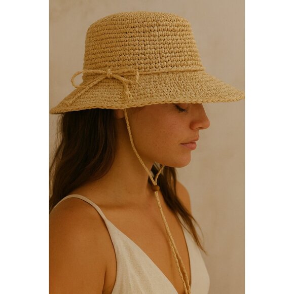 Scala Collection Women Straw Sun Hat Wide Brim Natural Raffia OneSize Chin Strap - Picture 7 of 8